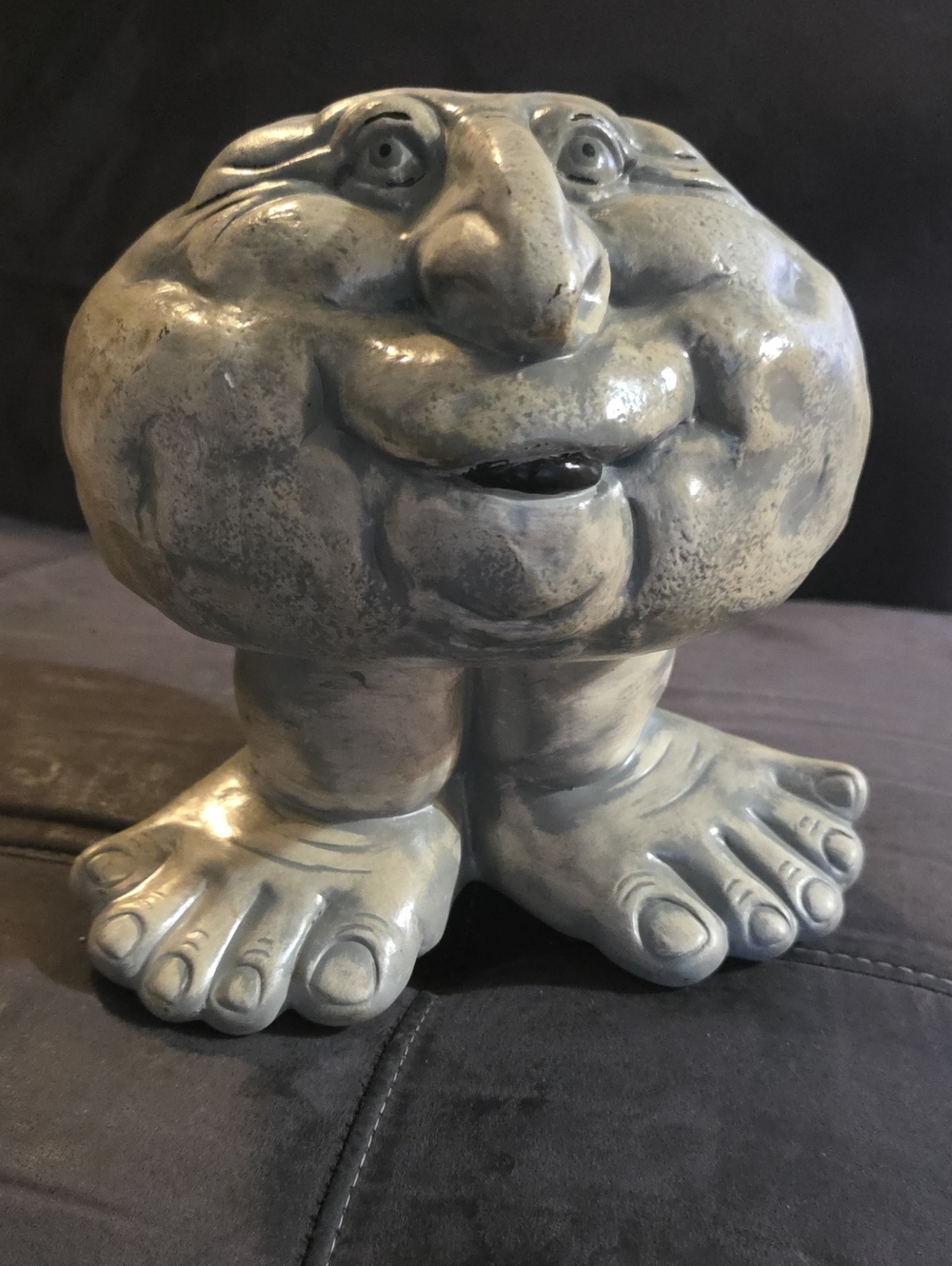 Ceramic Gray Face Sculpture Planter - Unbranded